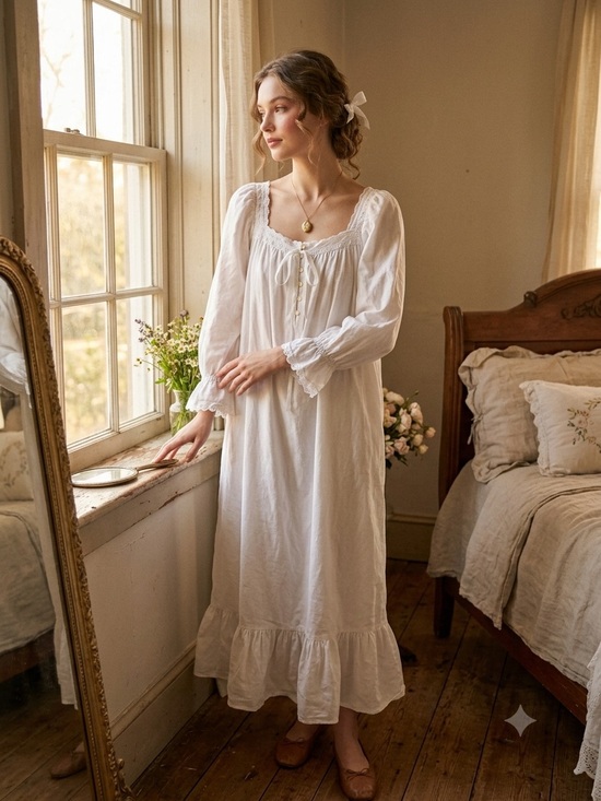 Victoria's Secret Dresses & Skirts - ⁠Vintage Victoria's Secret 100% Cotton White Eyelet Lace Cottagecore Nightgown L